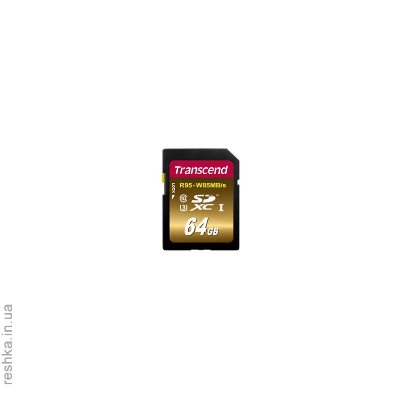 Карта памяти Transcend SDXC 64 GB UHS-I Ultimate U3 (R95, W85MB/s)