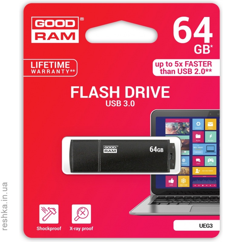 Флешка Goodram  Edge 64GB Black (UEG3-0640K0R11)