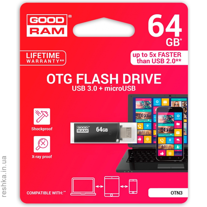 Флешка Goodram  Twin 64GB Black (OTN3-0640K0R11)