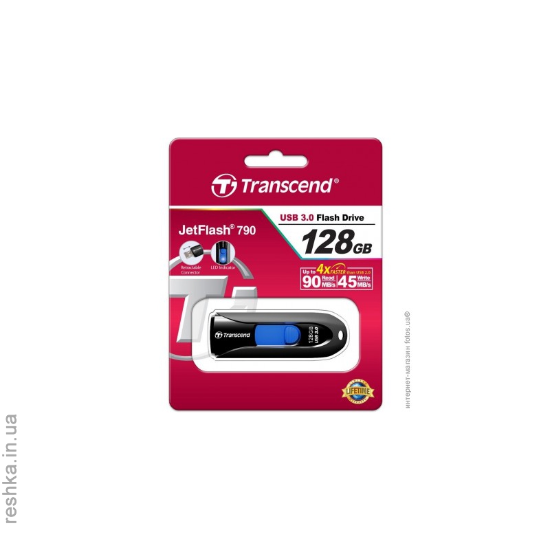 Flash Drive Transcend JetFlash 790 128 GB USB 3.0 Black