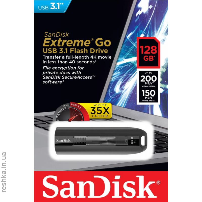 Флешка Sandisk  Extreme Go 128GB (SDCZ800-128G-G46)
