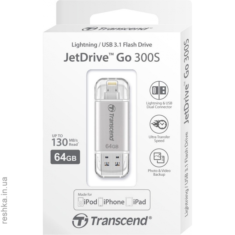 Флешка Transcend  JetDrive Go 300 64GB Silver (TS64GJDG300S)