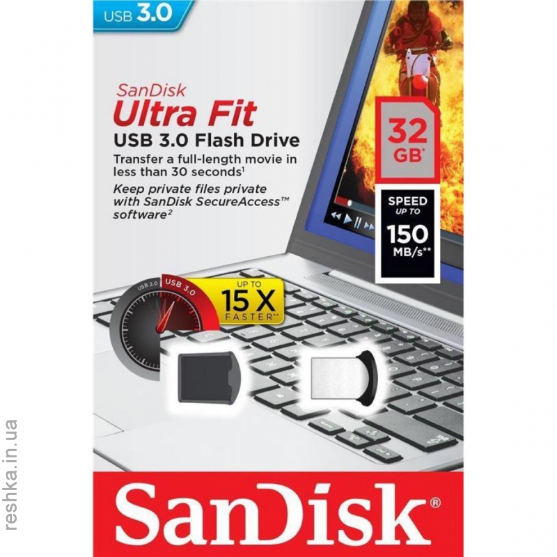 Flash Drive Sandisk USB Cruzer Ultra Fit 32Gb USB 3.0