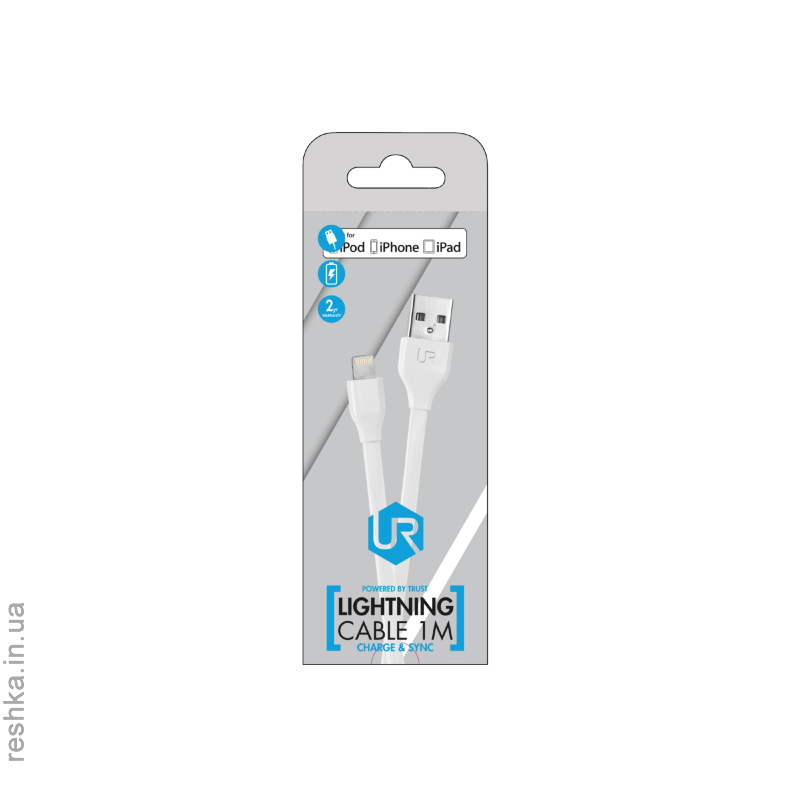 Плоский кабель Trust Urban Revolt LIGHTNING CABLE 1M WHITE