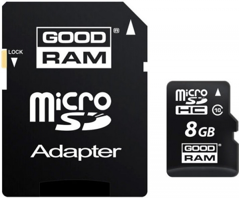 КАРТА ПАМЯТИ GOODRAM MICROSDHC 8 GB CLASS 10 UHS I (+ АДАПТЕР RETAIL 10)