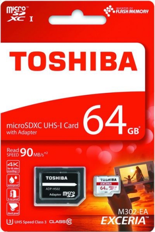 Карта памяти TOSHIBA microSDXC 64 GB UHS-I EXCERIA M302 +ad U3 R90MB/s