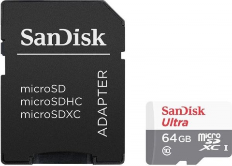 Карта памяти Sandisk microSDXC 64GB Ultra C10 80MB/s + SD adapter
