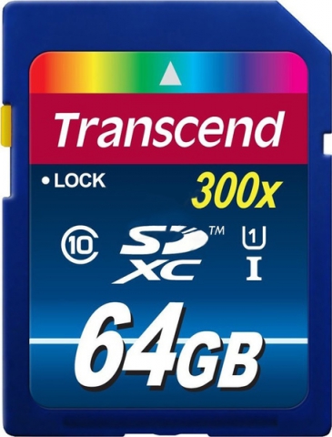 Карта памяти Transcend SDXC 64 GB Class 10 UHS-I Premium (300x)