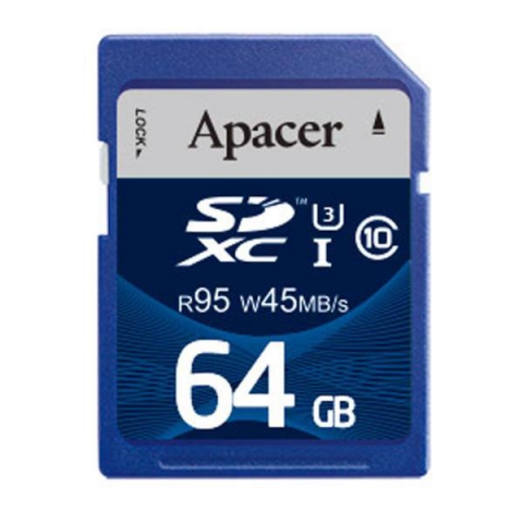 Карта памяти Apacer SDXC 64GB Class 10 UHS-I (R95, W45MB/s)