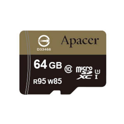 Карта памяти Apacer microSDXC 64GB UHS-I U3+adapter (R95, W85MB/s) 