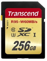 Карта памяти Transcend  SDXC 256 GB UHS-I Ultimate U3 (R95, W60MB/s)